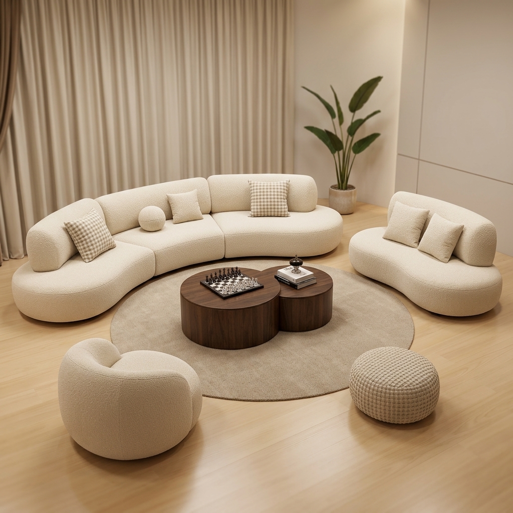 Juego de Sala Circular Modular Curvo Crema, Salas & Cocinas